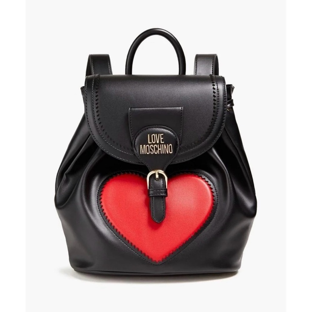 Love Moschino Black and Red Heart Backpack